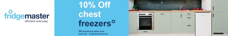 10% off Fridgemaster chest freezers