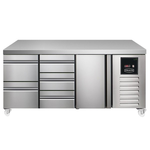 Sterling Pro SPI7180231NS Green 180cm Wide 214L 1 Door 5 Drawers Counter Fridge