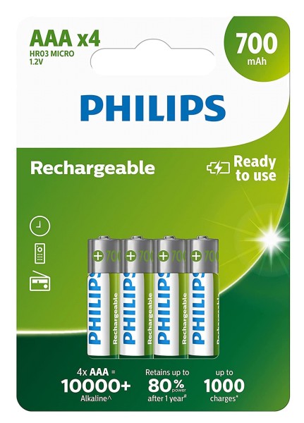 Philips RX3AAA AAA Rechargable 4 Pack Batteries