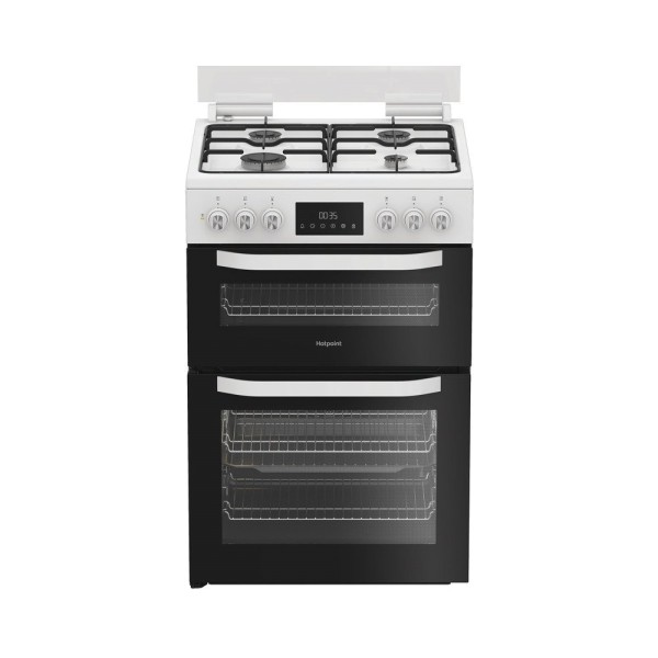 Hotpoint HDD6GDC2W 60cm White Dual Fuel Cooker with Glass Lid