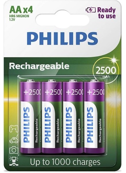 Philips AA 4 Pack Rechargeable Batteries