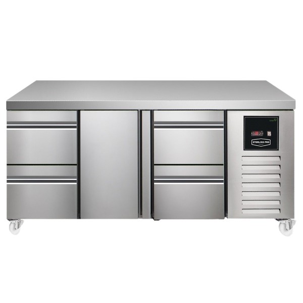 Sterling Pro SPI7180212NSINS Green 180cm Wide 214L 1 Door 4 Drawers Assembled Counter Fridge