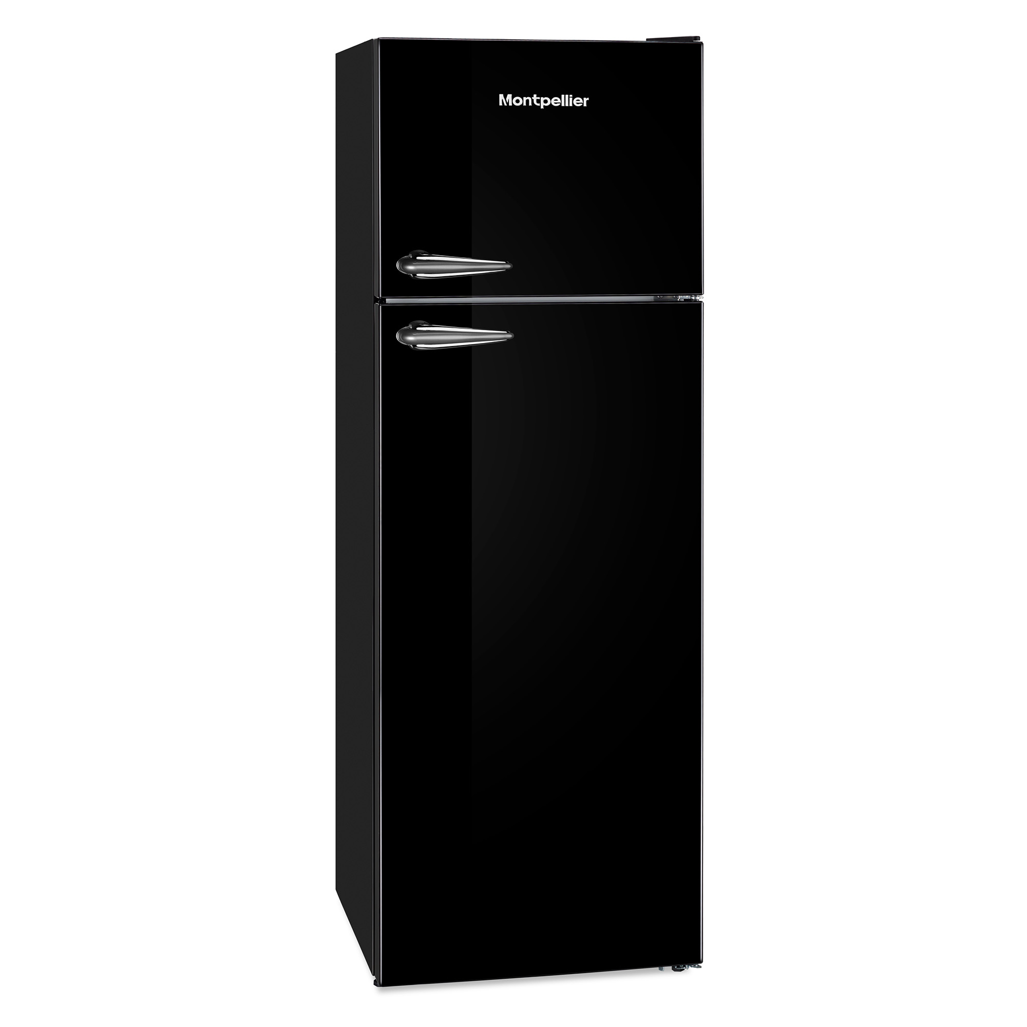 Montpellier MAB346K Retro Style 175cm Tall Fridge Freezer in Black