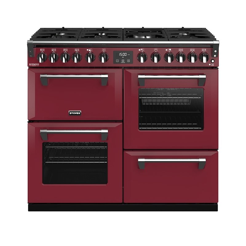 Stoves Richmond Deluxe S1000DF Chilli Red 100cm Wide Dual Fuel Range Cooker