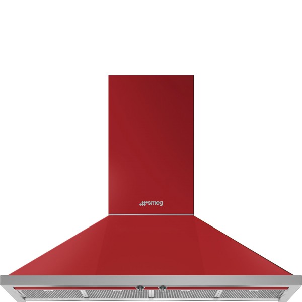 Smeg KPF12RD 120cm Portofino Red Chimney Cooker Hood