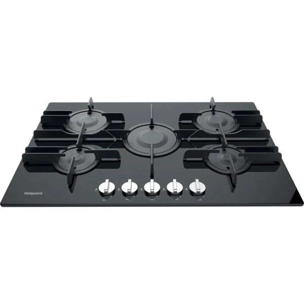 Hotpoint FTGHG751DHBK 75cm Wide 5 Burner Gas on Glass Hob in Black