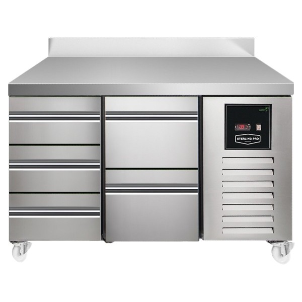 Sterling Pro SPI713532SB Green 135cm Wide 143L 5 Drawers Counter Fridge
