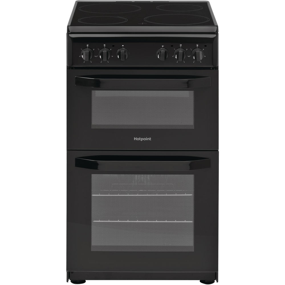 Hotpoint HD5V92KCB 50cm Wide Twin Cavity Ceramic Cooker