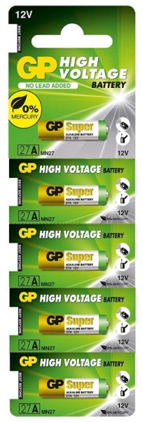GP MN27 12V Alkaline 5 Pack Batteries