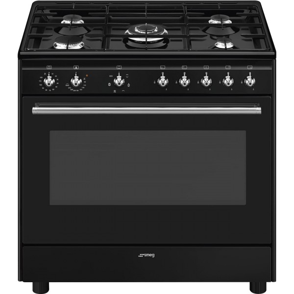 Smeg CX91GMBL 90cm Wide Concert Dual Fuel Cooker with Gas Hob