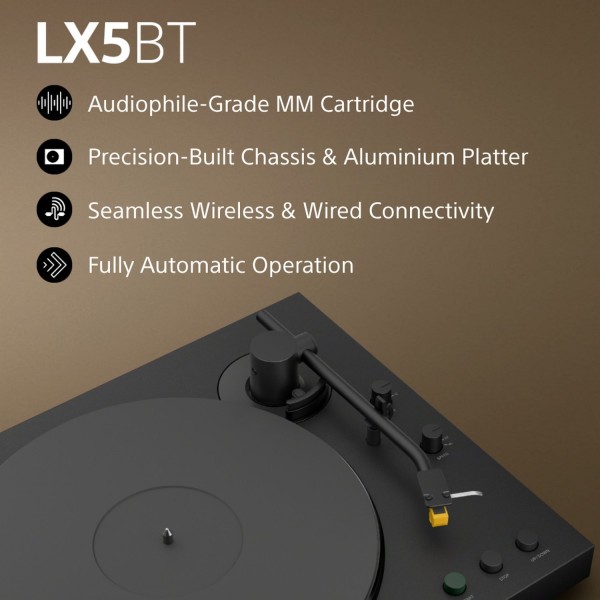 Sony PSLX5BT.CEK Wireless Bluetooth Auto Playback Turntable with Premium cartridge &amp; Stylus
