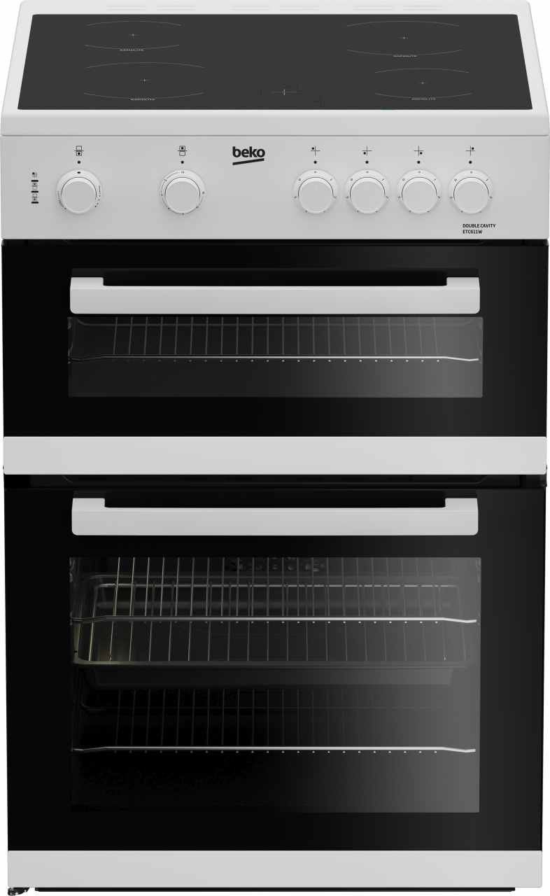 Beko ETC611W 60cm Wide Double Oven Electric Cooker