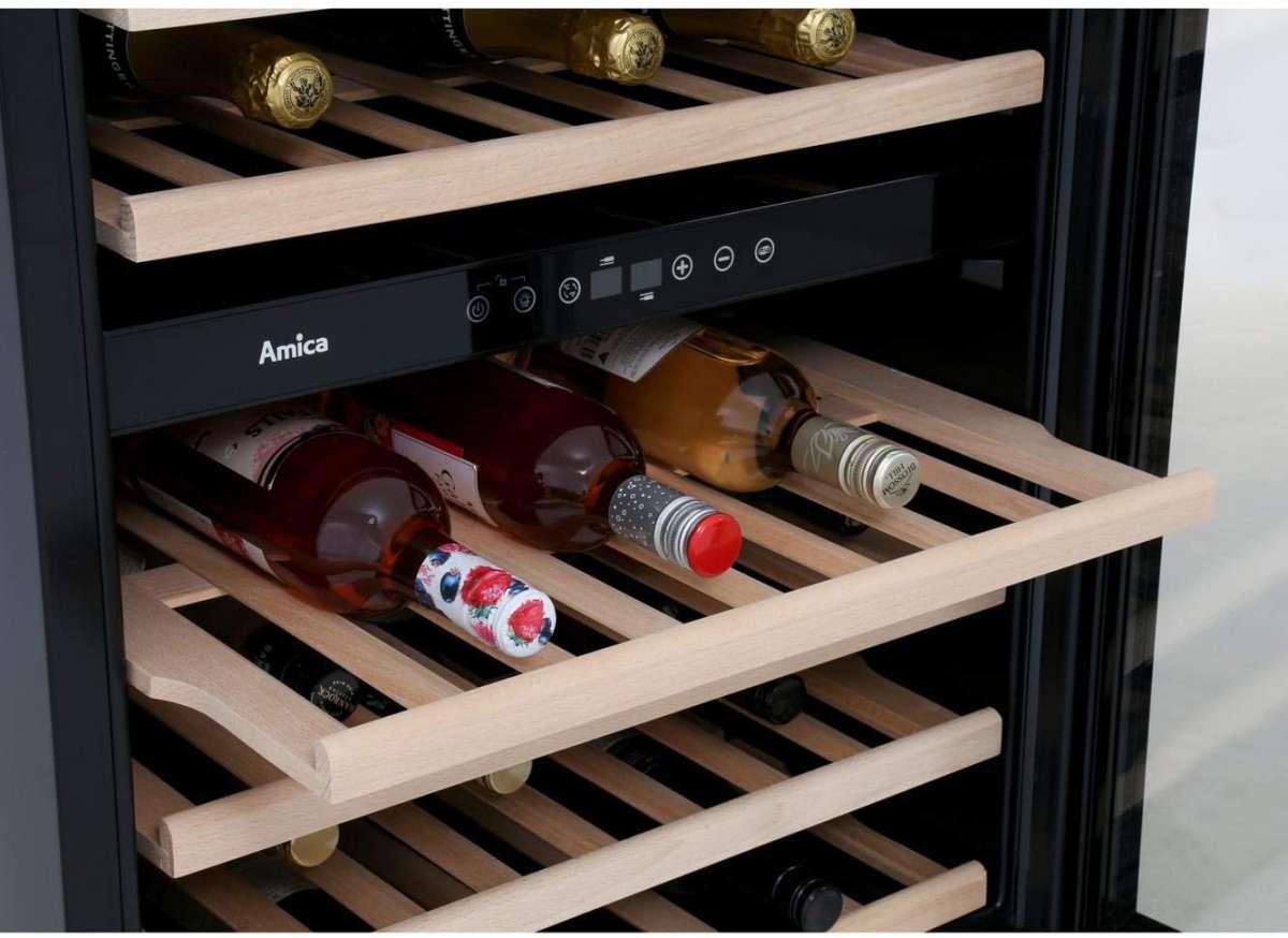Amica AWC600BL 60cm Wide UnderCounter Dual Zone Wine Cooler in Black