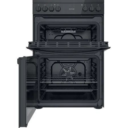Indesit ID67V9KMB/UK 60cm Wide Double Oven Electric Cooker with Ceramic Hob