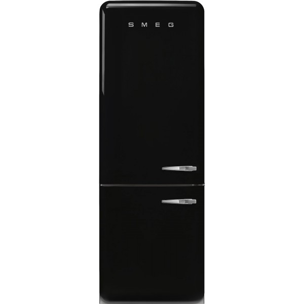 SMEG FAB38LBL6 Retro Free Standing Refrigerator in Black, Left hand hinge