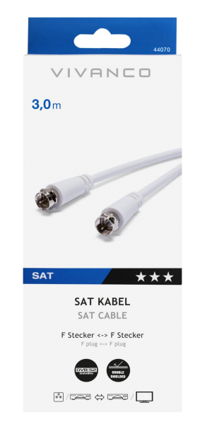 Vivanco 44070 F Plug 3M Satellite Cable