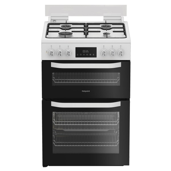 Hotpoint HDD6GDC2W 60cm White Dual Fuel Cooker with Glass Lid