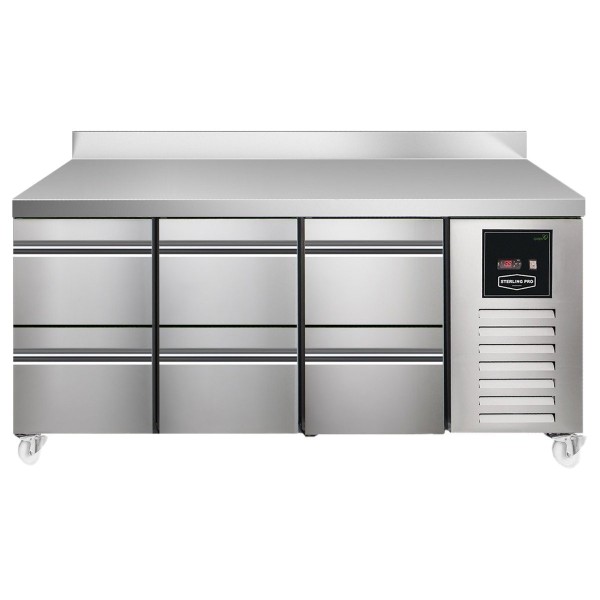 Sterling Pro SPI7180222SB Green 180cm Wide 214L 6 Drawers Counter Fridge