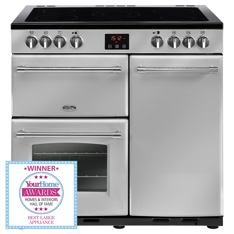 Belling Farmhouse 90E Silver 90cm Wide Ceramic Range Cooker
