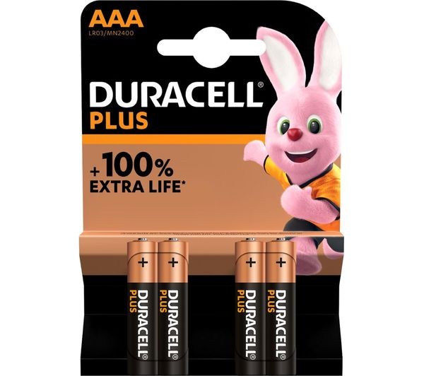 Duracell Plus MN2400 AAA Batteries 4 Pack