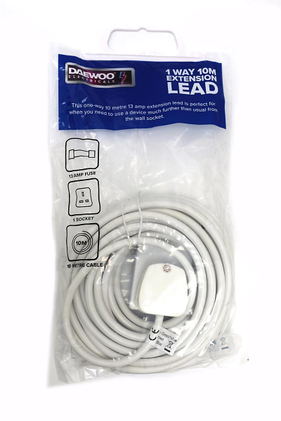 Daewoo EXT1002 1 Gang Socket 10m Extension Lead