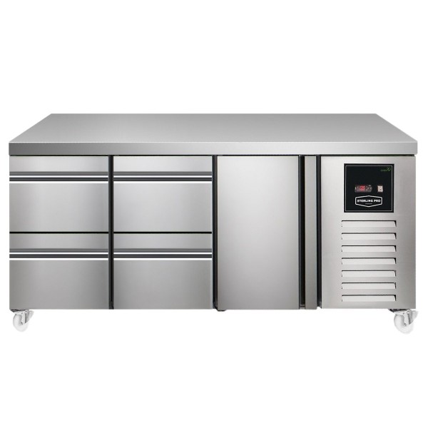 Sterling Pro SPI7180221NSINS Green 180cm Wide 214L 1 Door 4 Drawers Assembled Counter Fridge