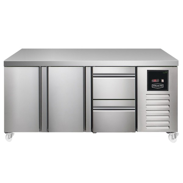 Sterling Pro SPI7180112NS Green 180cm Wide 214L 2 Doors 2 Drawers Counter Fridge