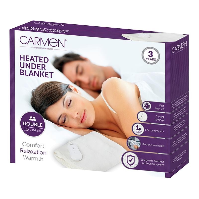 Carmen C81154 Double Electric Heated Under Blanket Electric Blankets