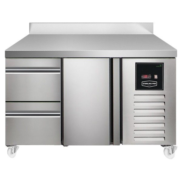 Sterling Pro SPI713521SB Green 135cm Wide 143L 1 Door 2 Drawers Counter Fridge