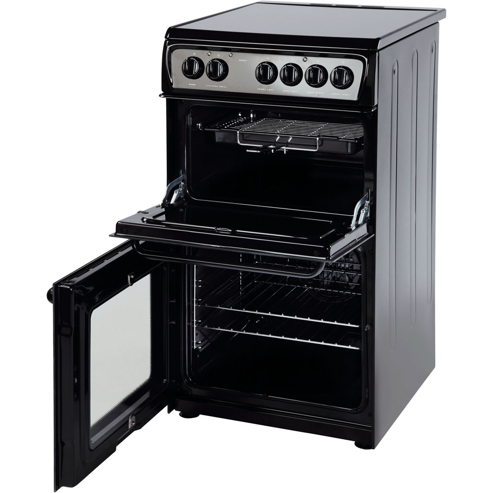 Hotpoint HAE51KS 50cm Wide Electric Cooker with Ceramic Hob in Black