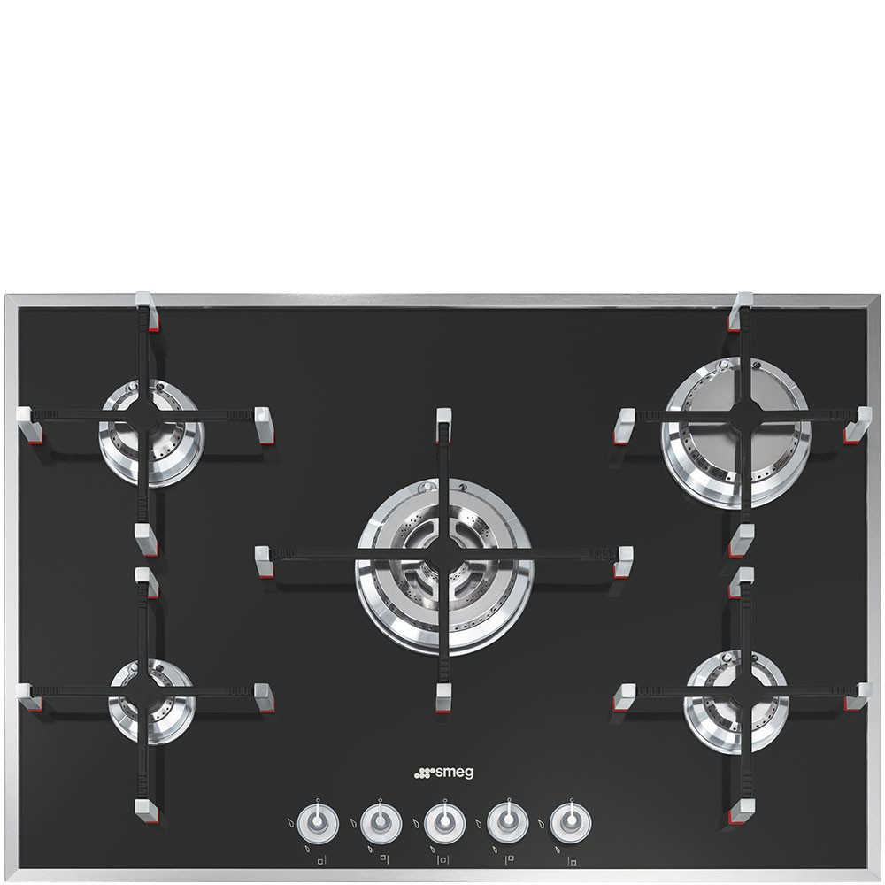 Smeg PVN750 Linea 75cm Wide Gas on Black Glass Hob Gas Hobs