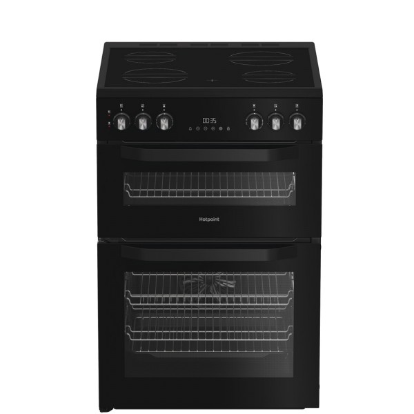 Hotpoint HDE6VDB1 60cm Wide Electric Double Oven Cooker with Multiflow