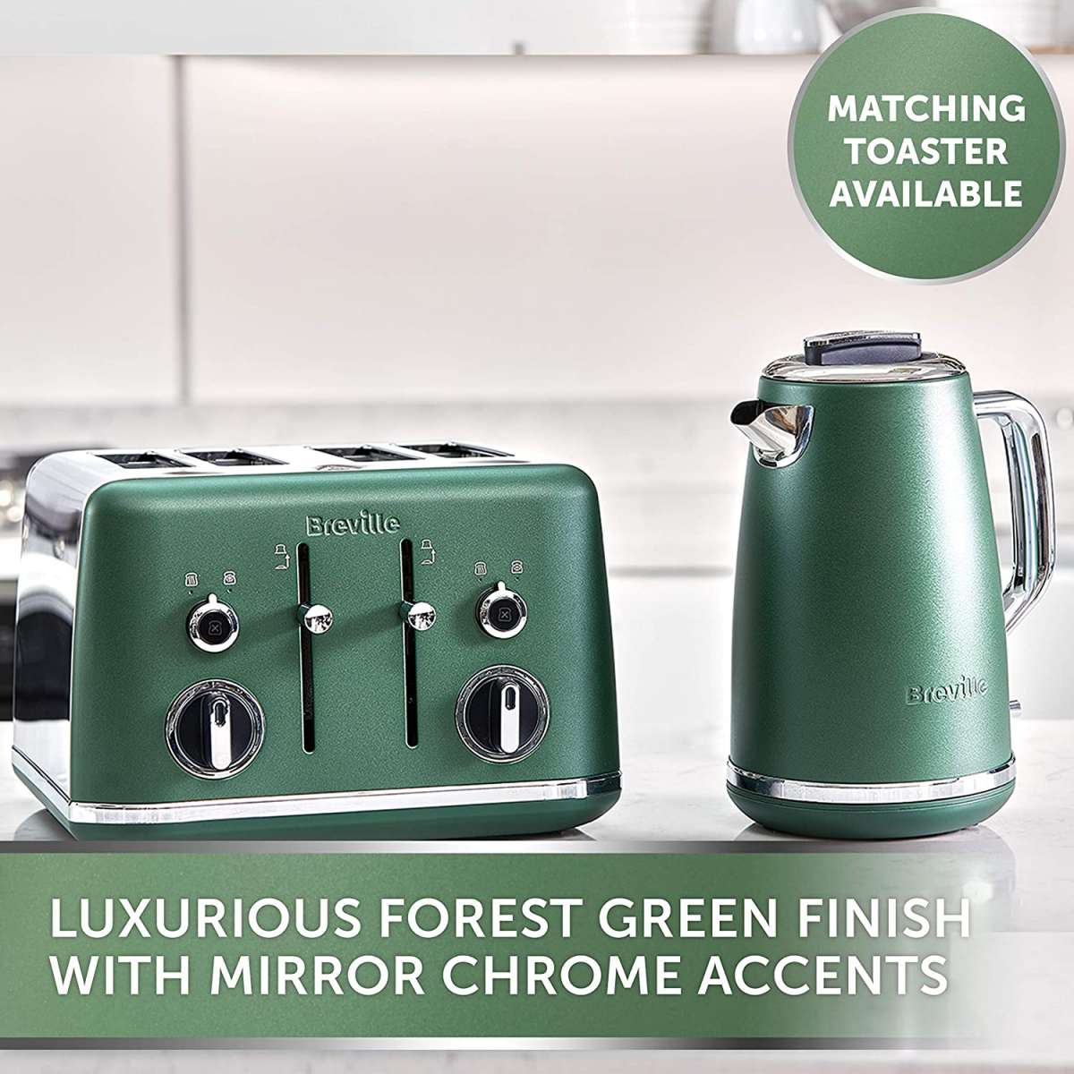 Breville VKT200 1.7L Jug Kettle with 3kW Rapid Boil in Forest Green