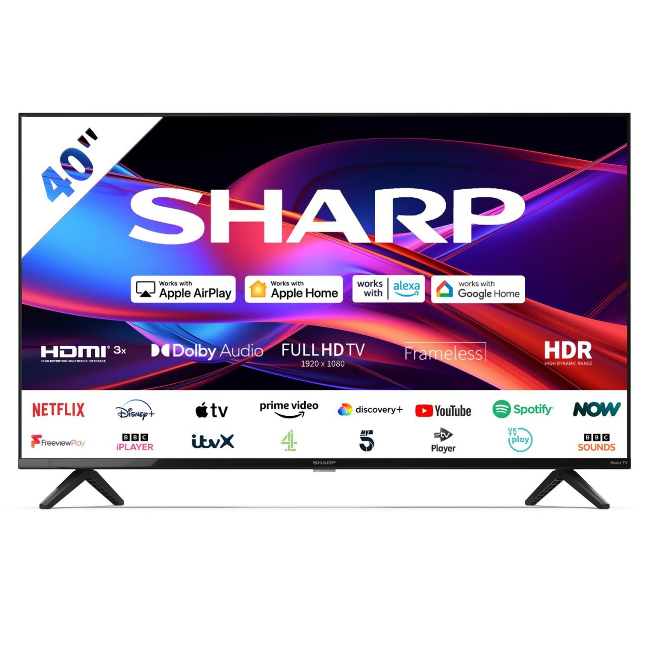 Sharp 2T-C40GD2225K 40" Full HD Frameless Roku Smart TV