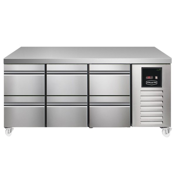 Sterling Pro SPI7180222NS Green 180cm Wide 214L 6 Drawers Counter Fridge