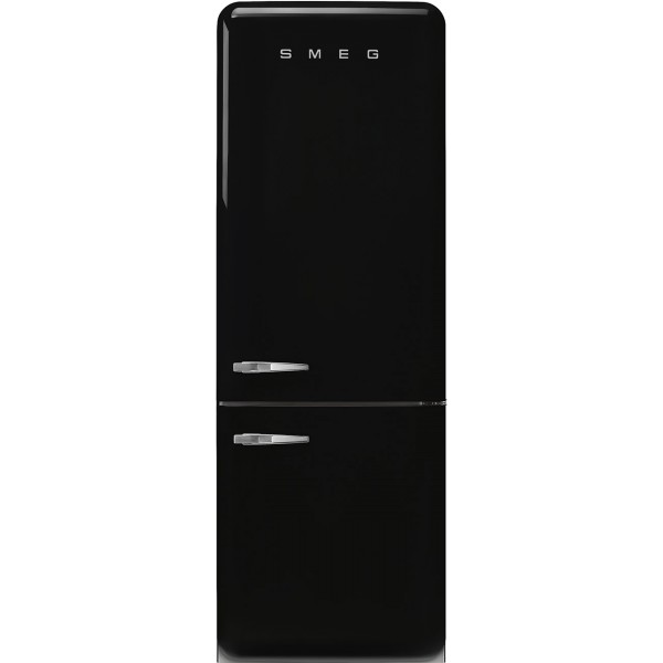 SMEG FAB38RBL6 Retro Free Standing Refrigerator in Black, Right hand hinge