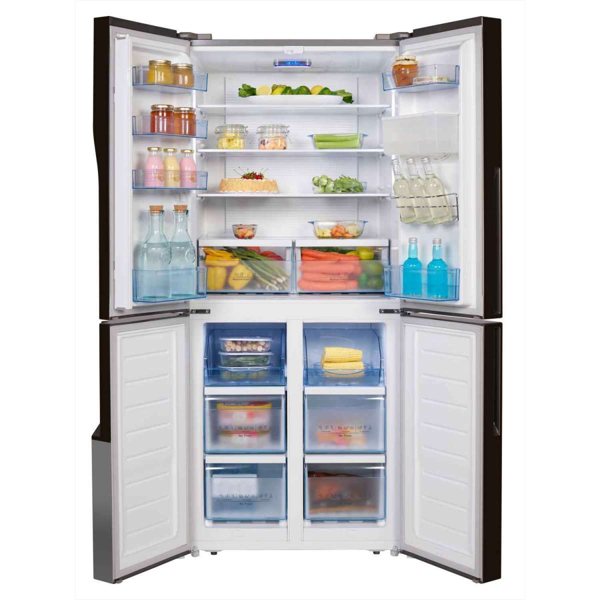 Hisense RQ560N4WC1 182cm Tall 4 Door Fridge Freezer in Stainless Steel
