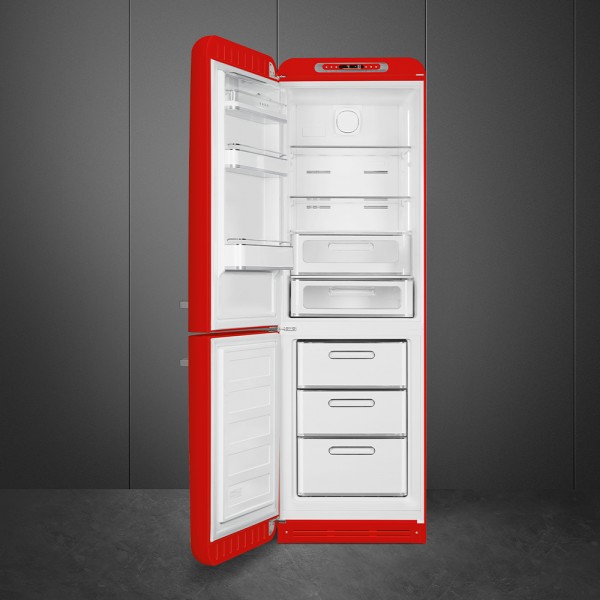 SMEG FAB32LRD6UK Retro Free Standing Refrigerator in Red, Left hand hinge
