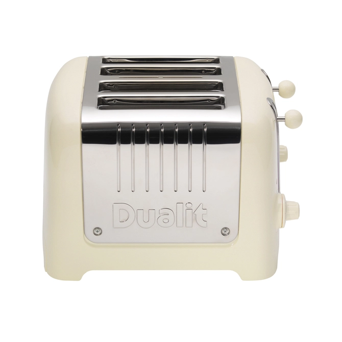 Dualit 46202 4 Slice Lite Toaster in Polished Stainless Steel & Cream