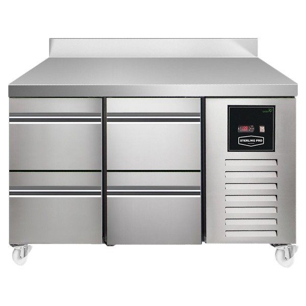 Sterling Pro SPI713522SBINS Green 135cm Wide 143L 4 Drawers Assembled Counter Fridge