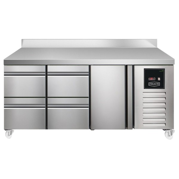 Sterling Pro SPI7180221SB Green 180cm Wide 214L 1 Door 4 Drawers Counter Fridge