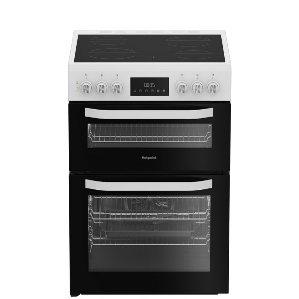 Hotpoint HDE6VDW 60cm Wide Double Oven Electric Ceramic Cooker