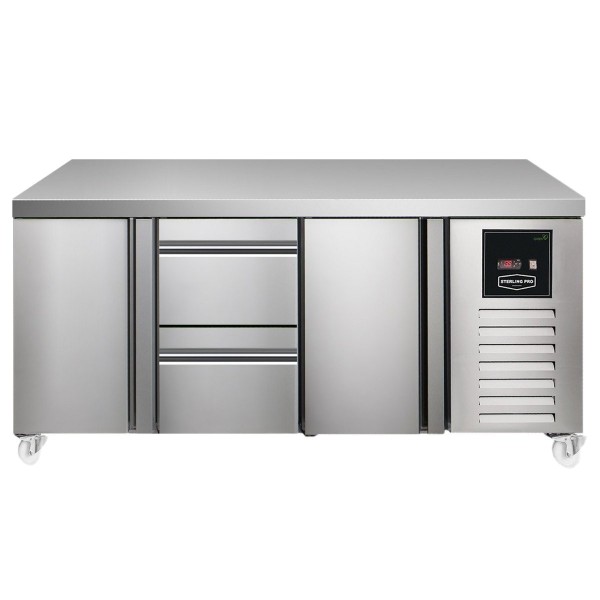 Sterling Pro SPI7180121NS Green 180cm Wide 214L 2 Doors 2 Drawers Counter Fridge