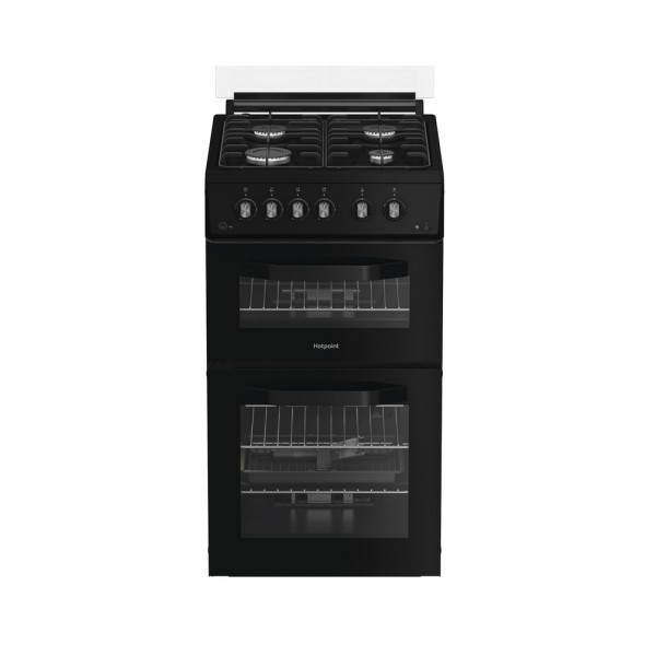 Hotpoint HDG5GCB 50cm Wide 4 Burner Double Oven Gas Cooker