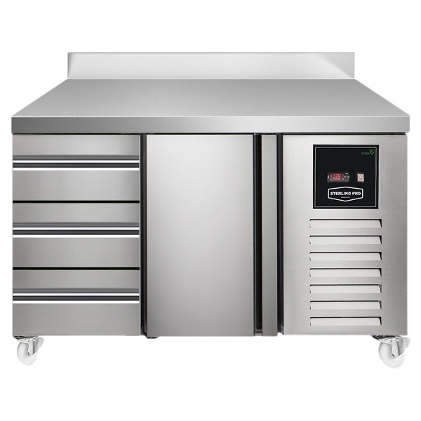 Sterling Pro SPI713531SB Green 135cm Wide 143L 1 Door 3 Drawers Counter Fridge