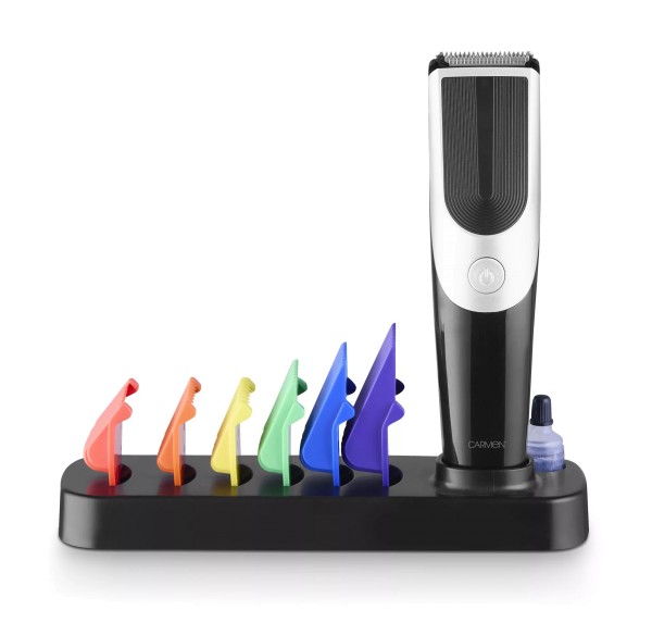 Carmen C81275BLK Men's Cordless Hair Trimmer with Coloured Combs