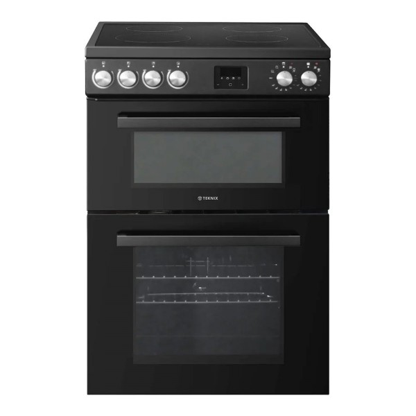 Teknix TKED64B 60cm Wide Double Oven Electric Ceramic Cooker