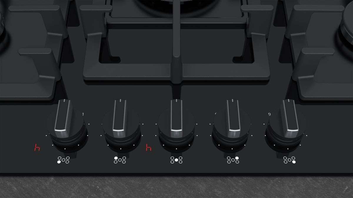 Neff T27CA59S0 5 Burner Black Tempered glass Gas Hob, (W)710mm G