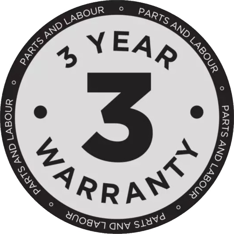 3 Year Parts & Labour Warranty