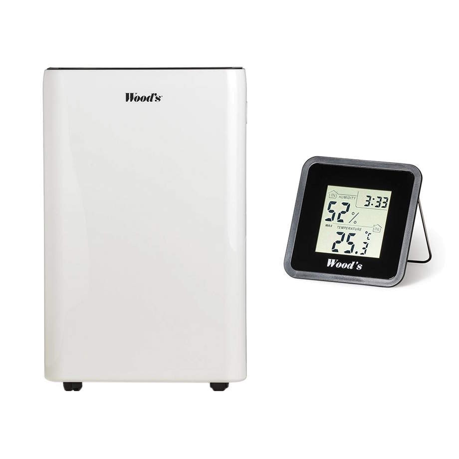 Woods MRD20GWKIT White Dehumidifier with Free Hygrometer Kit